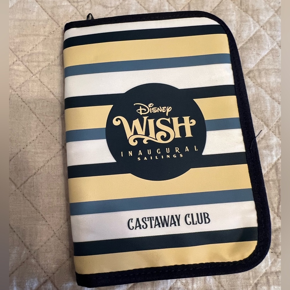 Disney Wish Striped Logo Travel Pouch - Yellow, Navy & White, Inaugural edition